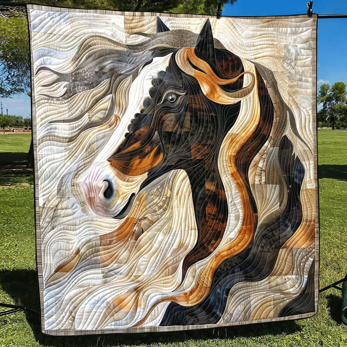 Black Beauty Horse Quilted Blanket printed blanket