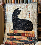 Black Cat And Ancient Books Quilted Blanket printed blanket