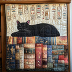 Black Cat And Ancient Books Quilted Blanket printed blanket