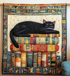 Black Cat And Ancient Books Quilted Blanket printed blanket