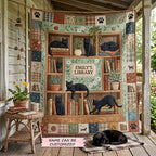 Black Cat Library Quilted Blanket QTCUZ printed blanket