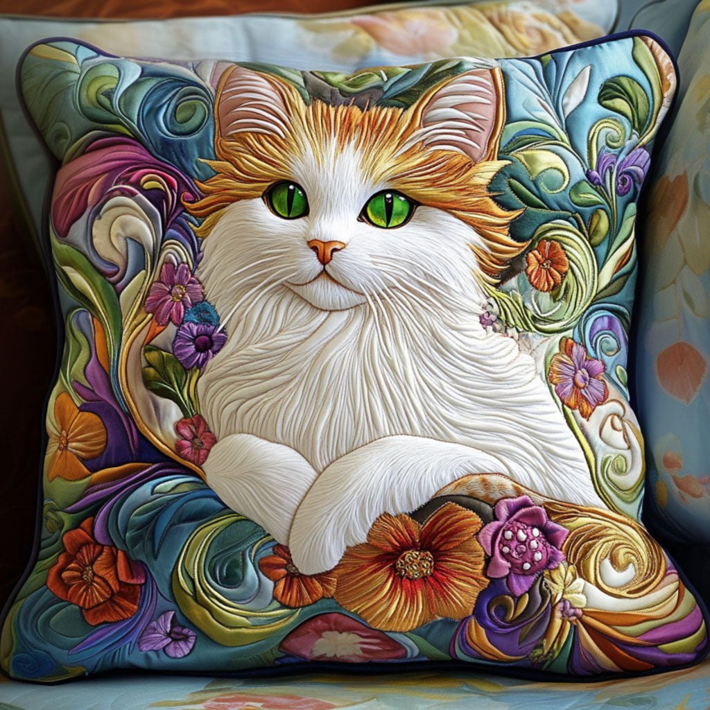 Black Cat Majesty Quilted Cushion Cover printed cushion cover