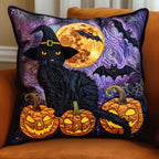 Black Cat Pumpkin Quilted Cushion Cover printed cushion cover