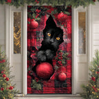 Black Cat Winter Whisper Quilted Door Curtain printed door curtain