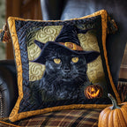 Black Cat Witch Quilted Cushion Cover printed cushion cover