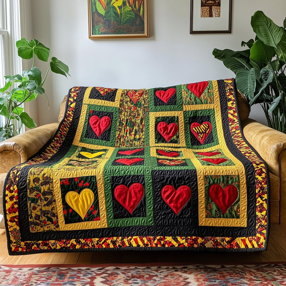 Black History Heart Quilted Blanket printed blanket
