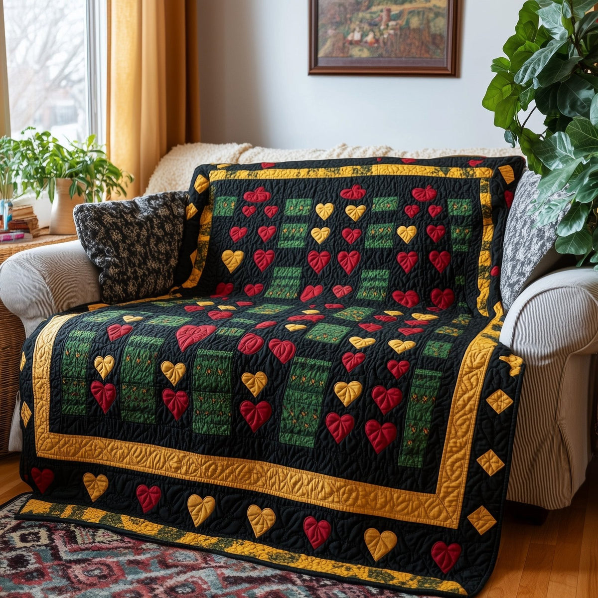 Black History Heart Quilted Blanket printed blanket
