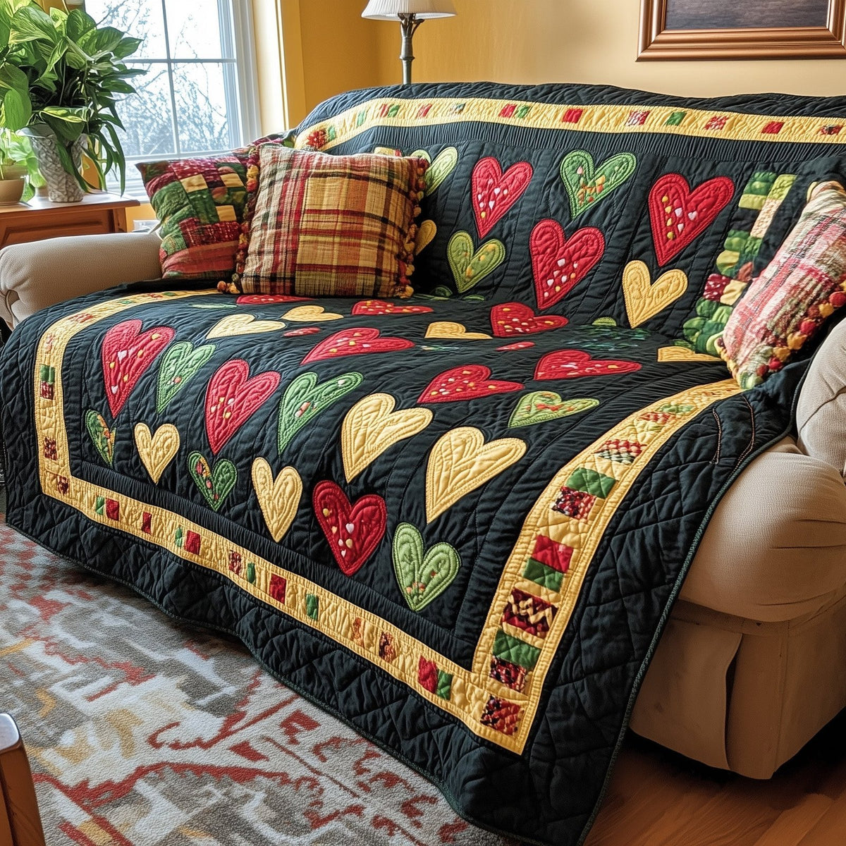 Black History Heart Quilted Blanket printed blanket
