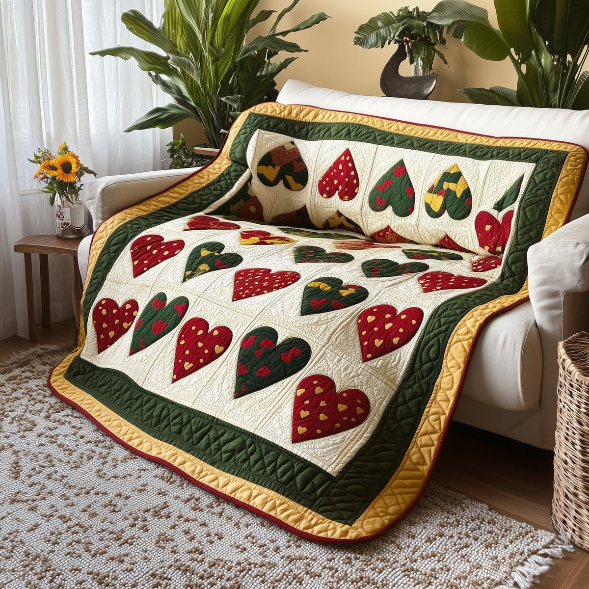 Black History Heart Quilted Blanket printed blanket
