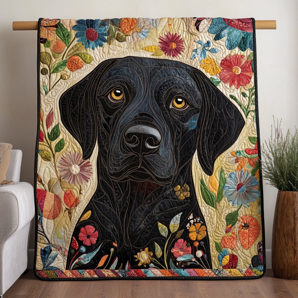 Black Labrador Design Quilted Blanket printed blanket
