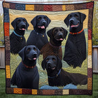 Black Labrador Dogs Quilted Blanket printed blanket