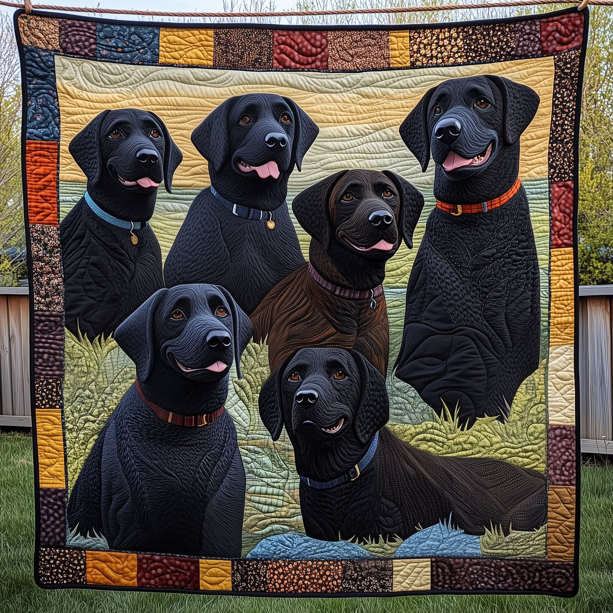 Black Labrador Dogs Quilted Blanket printed blanket