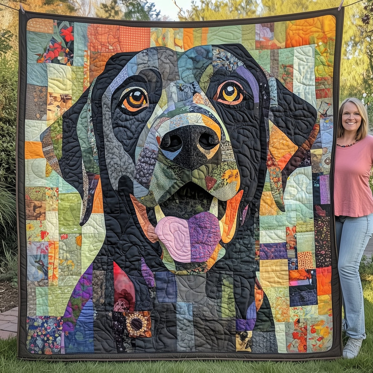 Black Labrador Quilted Blanket printed blanket