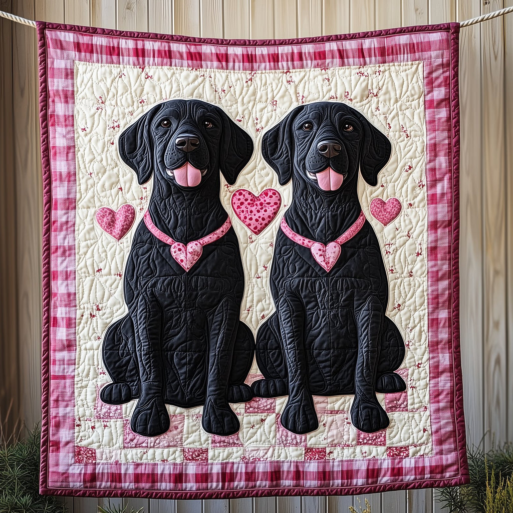 Black Labrador Valentine Quilted Blanket printed blanket