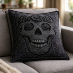 Black Rose Skull Quilted Cushion Cover printed cushion cover