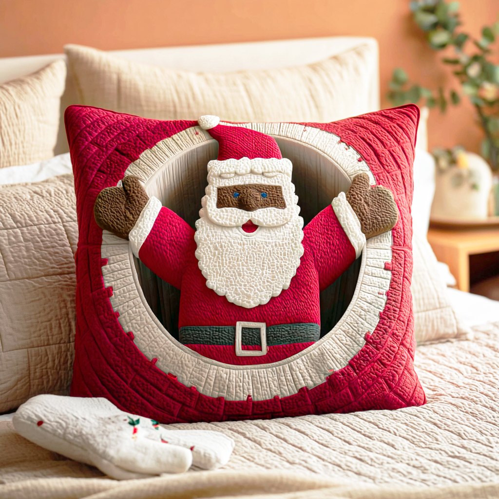 Black Santa Quilted Cushion Cover printed cushion cover