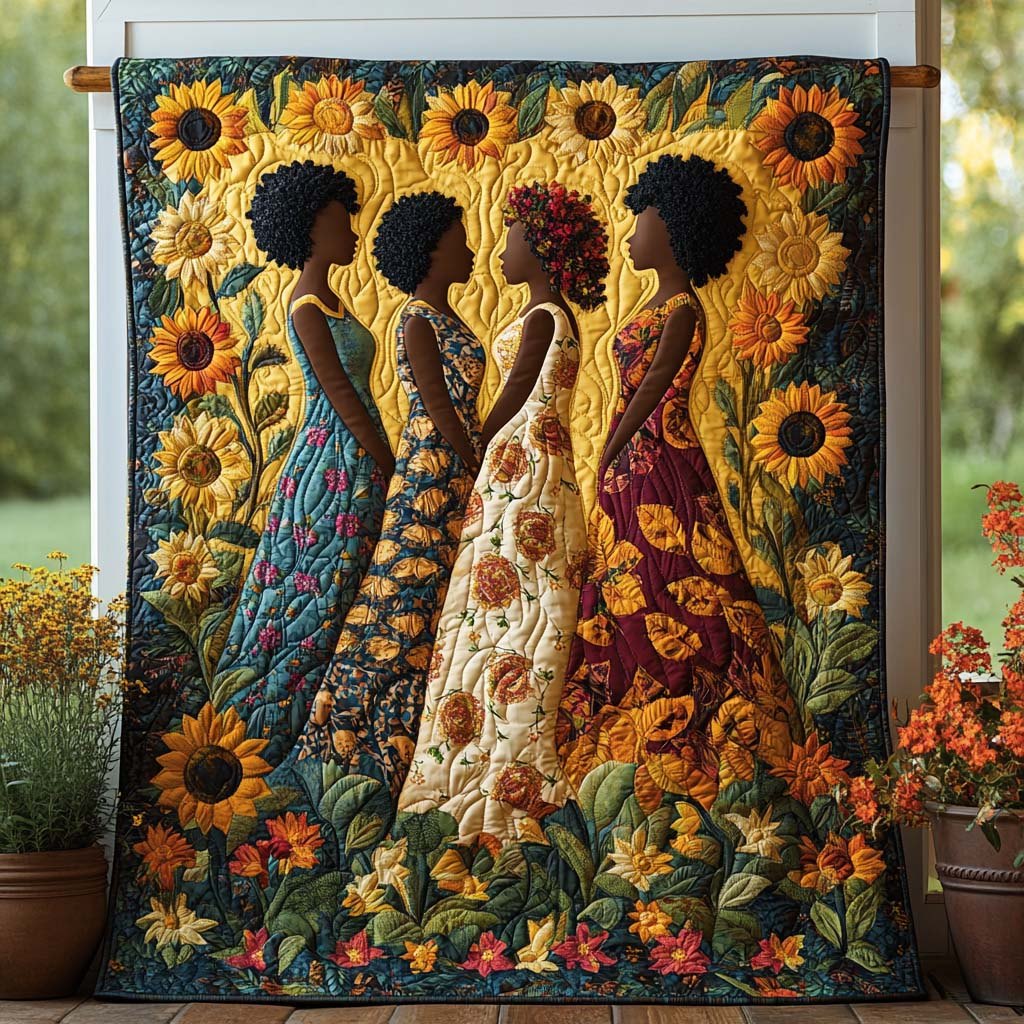 Black Women Quilted Blanket printed blanket