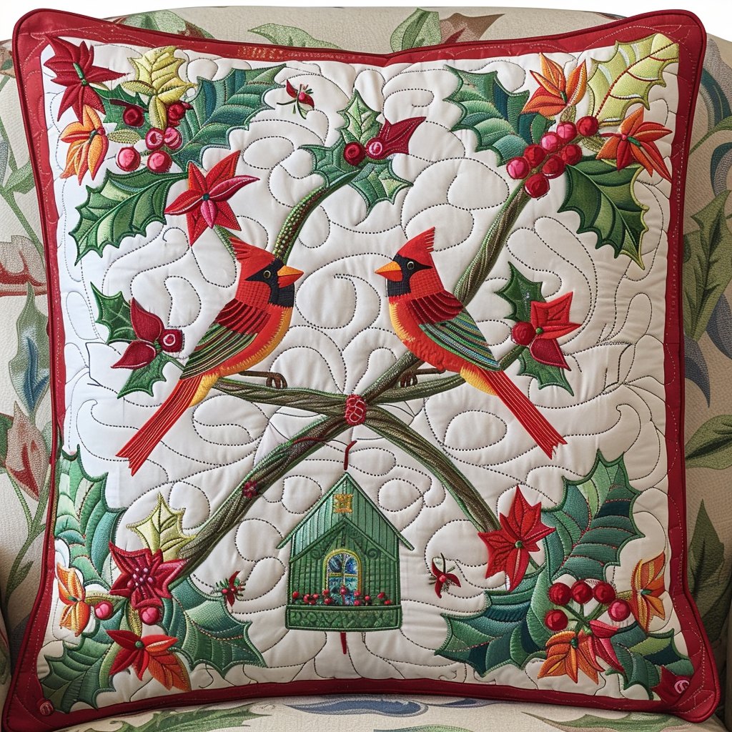 Blaze of Red Quilted Cushion Cover printed cushion cover