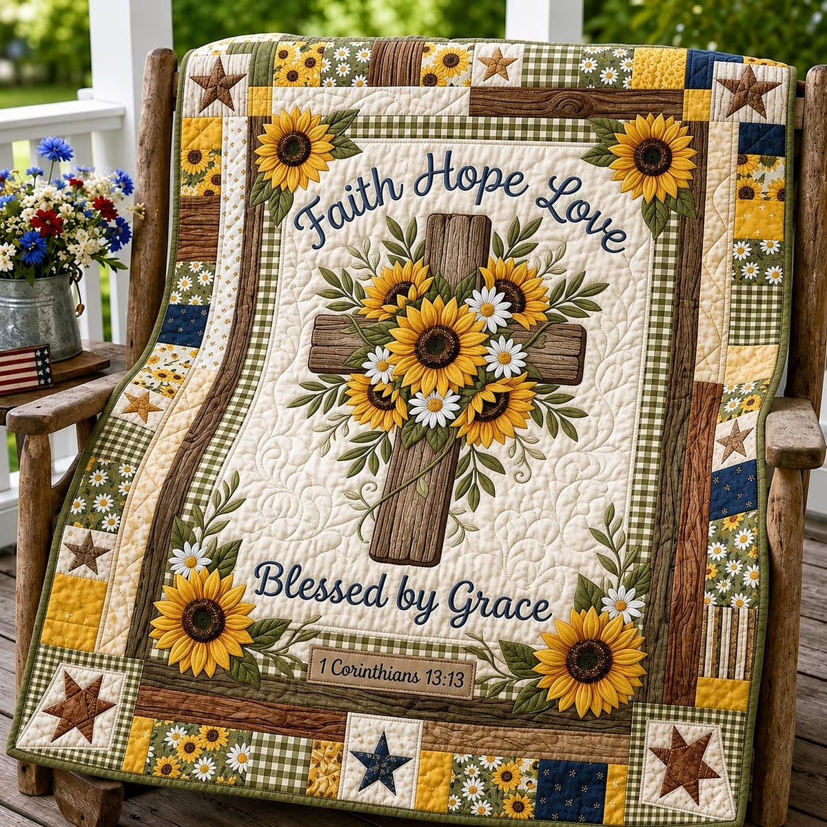Blessed Blooms Quilted Blanket printed blanket