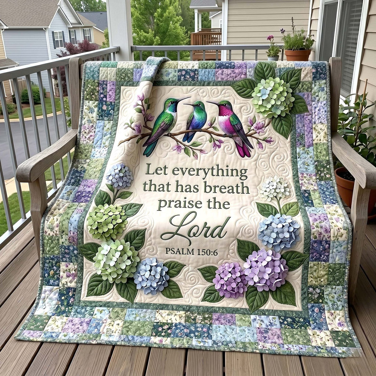 Blessed Blooms Quilted Blanket printed blanket