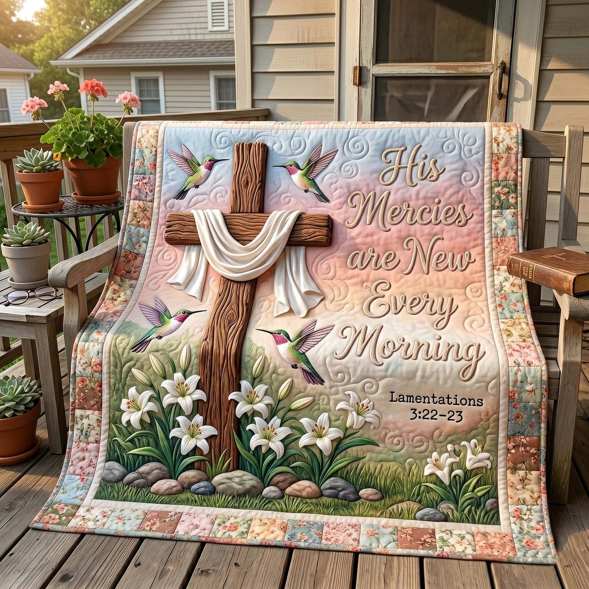 Blessed Blooms Quilted Blanket printed blanket