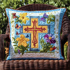 Blessed Cross Quilted Cushion Cover printed cushion cover