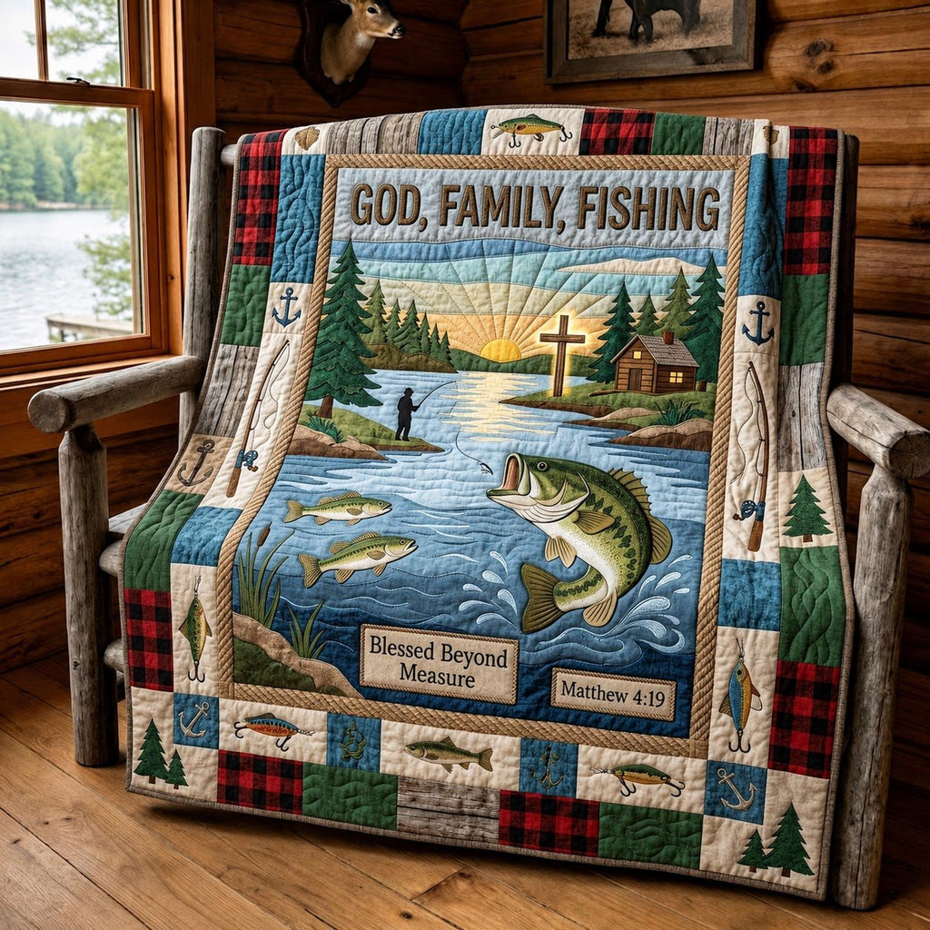 Blessed Fishing Quilted Blanket printed blanket