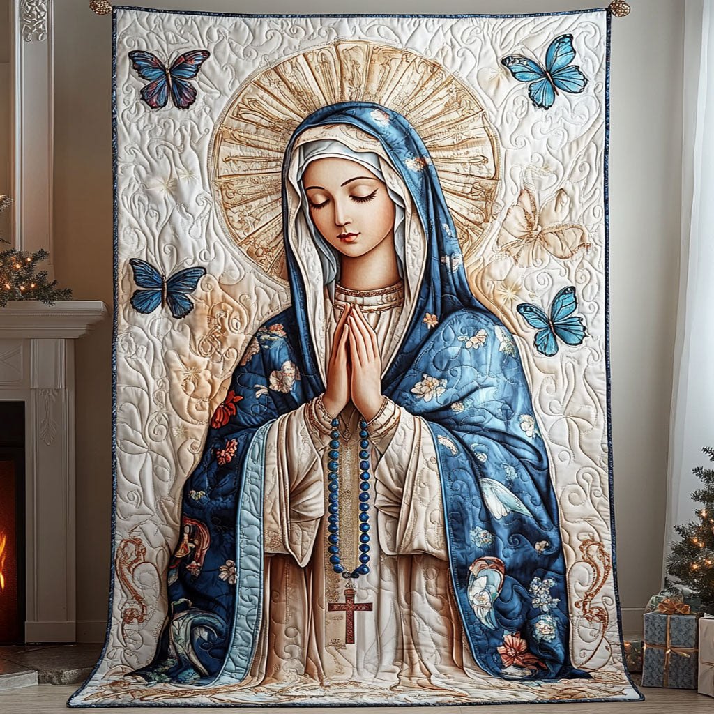Blessed Mary Quilted Blanket printed blanket