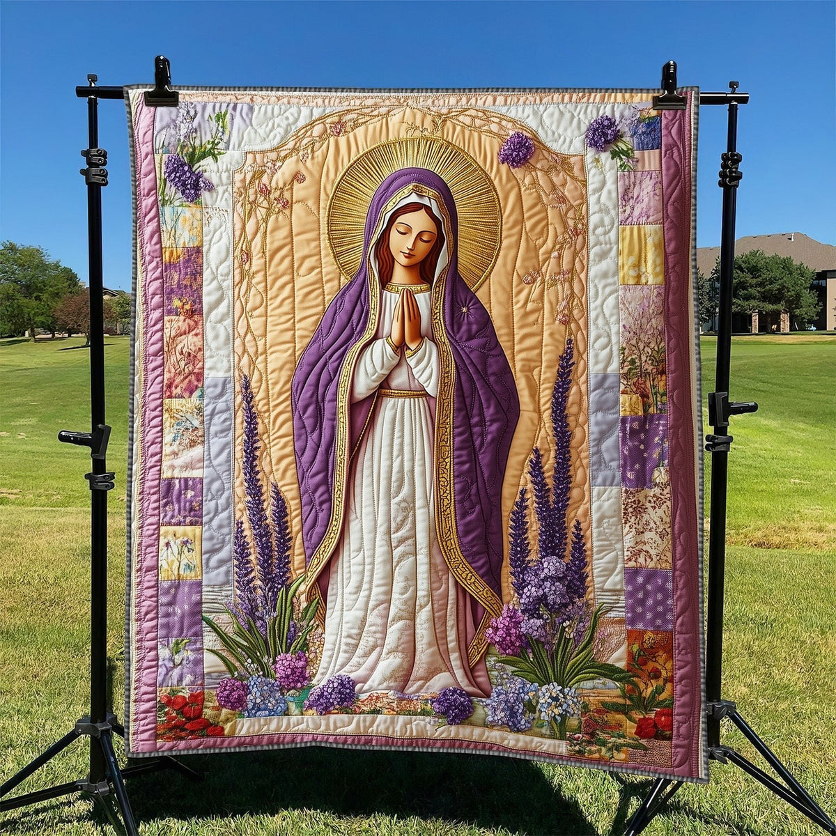 Blessed Mother of Serenity Quilted Blanket printed blanket
