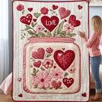 Blissful Hearts Quilted Blanket printed blanket