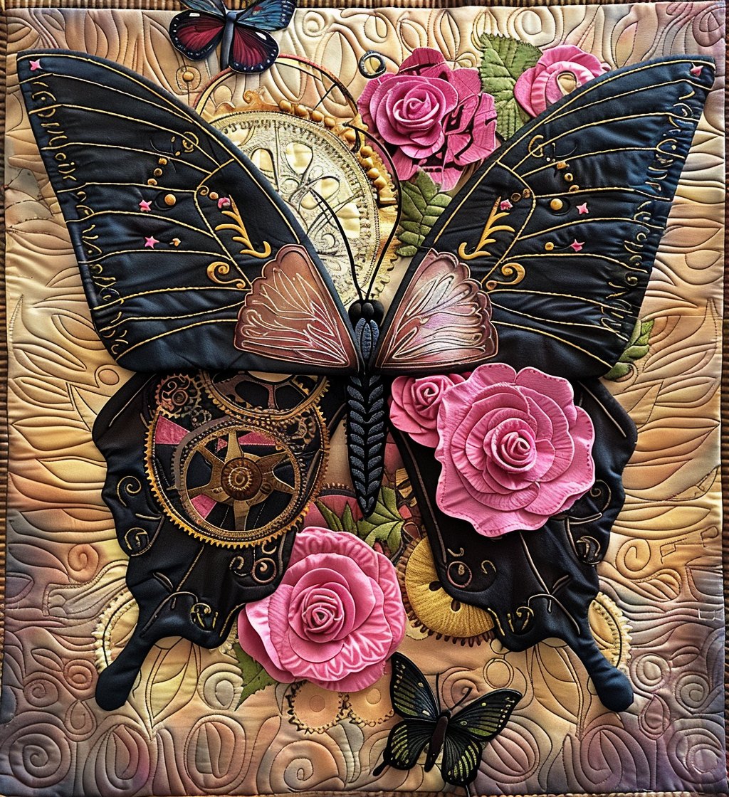 Bloom and Flutter Quilted Blanket printed blanket