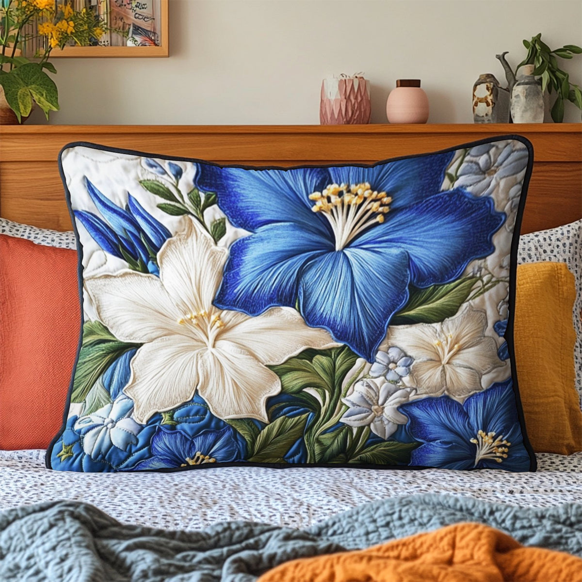 Bloom Bed Quilted Bedding Cushion Cover printed cushion cover