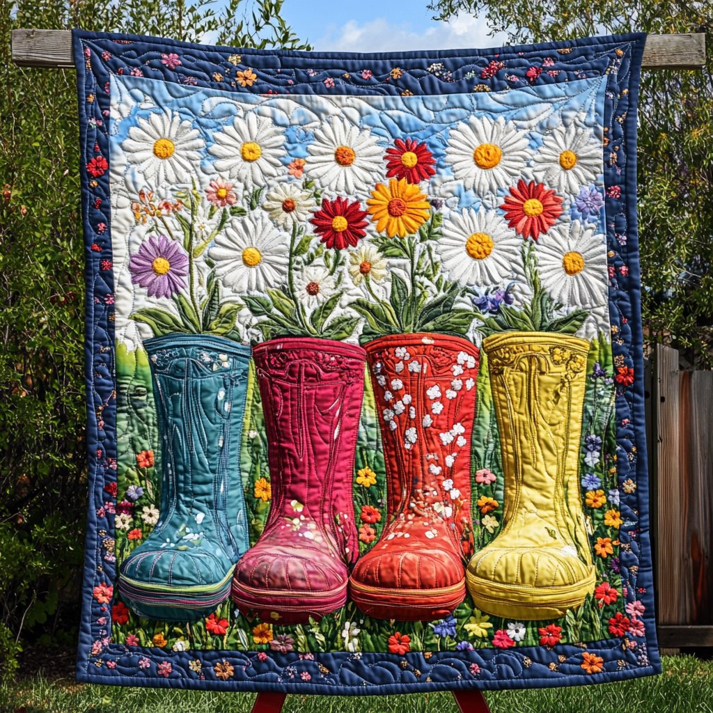 Bloom Boots Quilted Blanket printed blanket