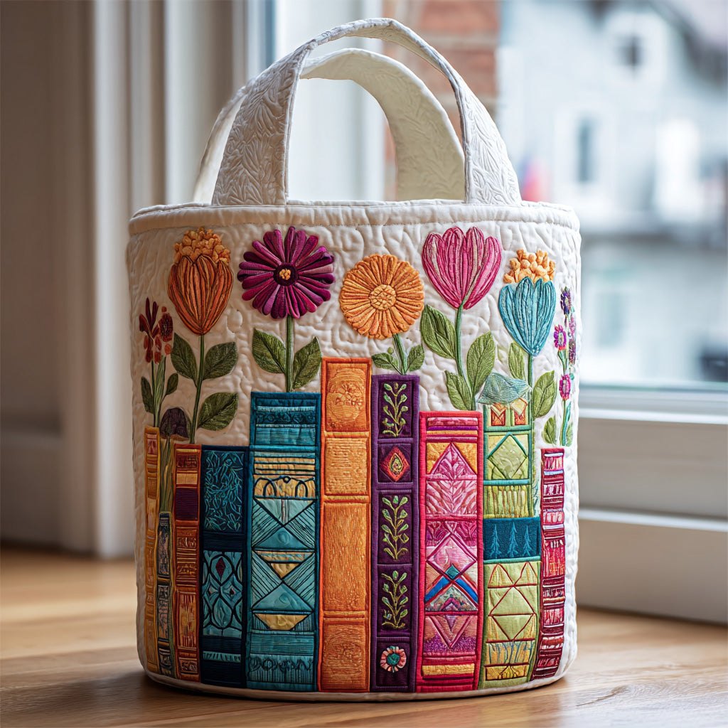 Bloom Library Quilted Laundry Hamper printed laundry hamper