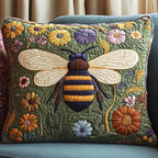 Blooming Bee Quilted Cushion Cover printed cushion cover