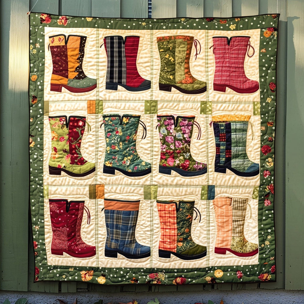 Blooming Boots Quilted Blanket printed blanket