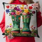 Blooming Boots Quilted Cushion Cover printed cushion cover