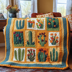 Blooming Cactus Haven Quilted Blanket printed blanket