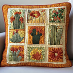 Blooming Cactus Haven Quilted Cushion Cover printed cushion cover