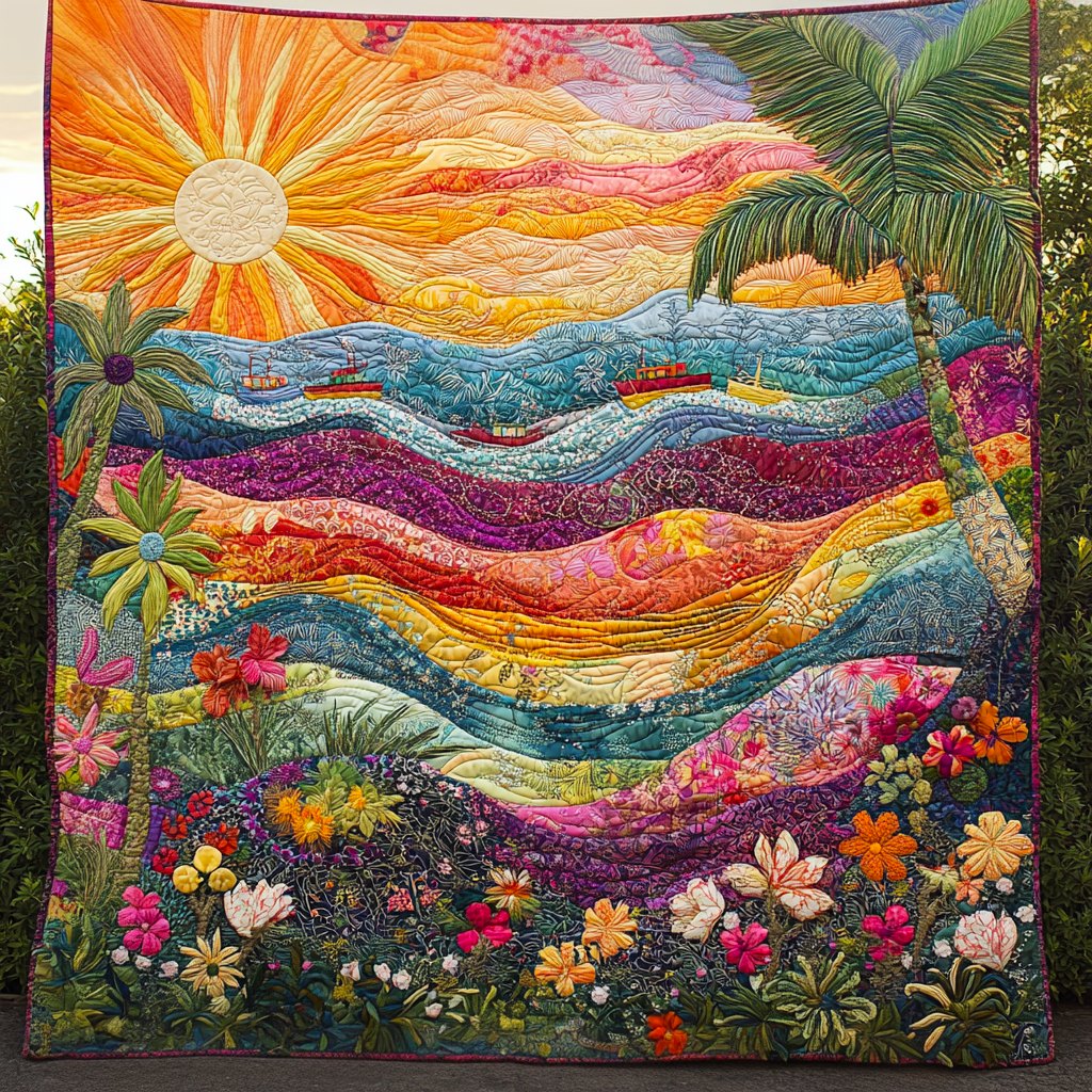 Blooming Dawn Quilted Blanket printed blanket
