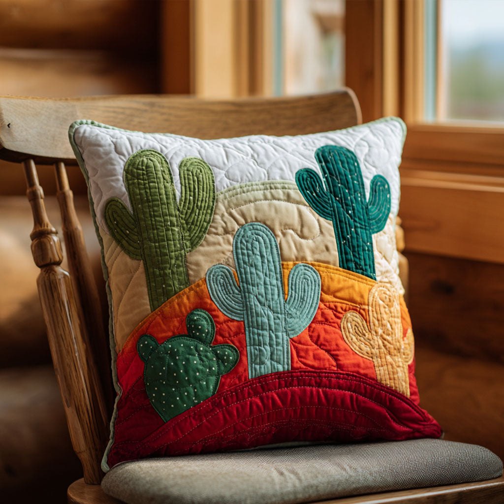 Blooming Desert Trail Quilted Cushion Cover printed cushion cover