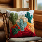 Blooming Desert Trail Quilted Cushion Cover printed cushion cover