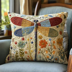 Blooming Dragonfly Quilted Cushion Cover printed cushion cover
