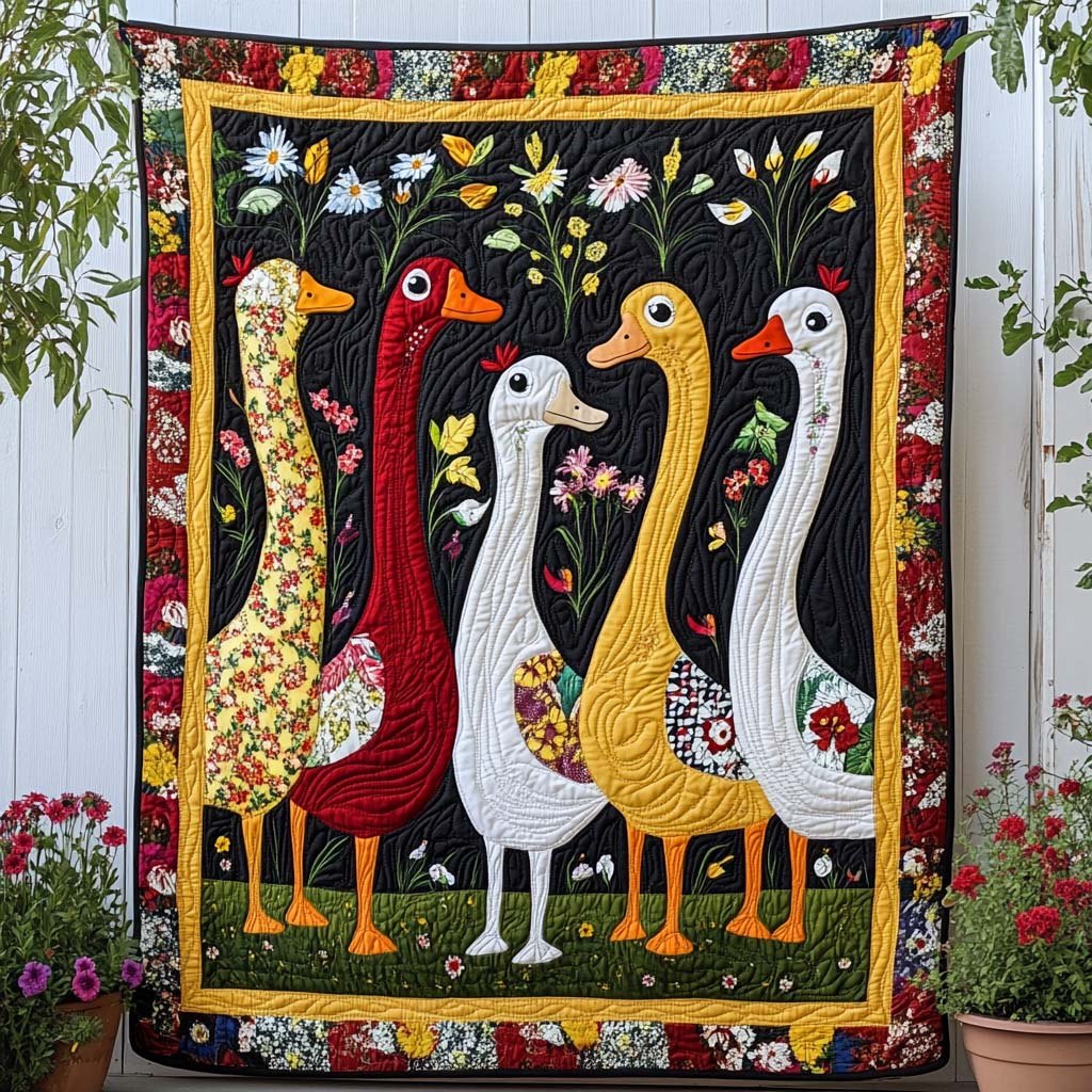 Blooming Duck Day Quilted Blanket printed blanket