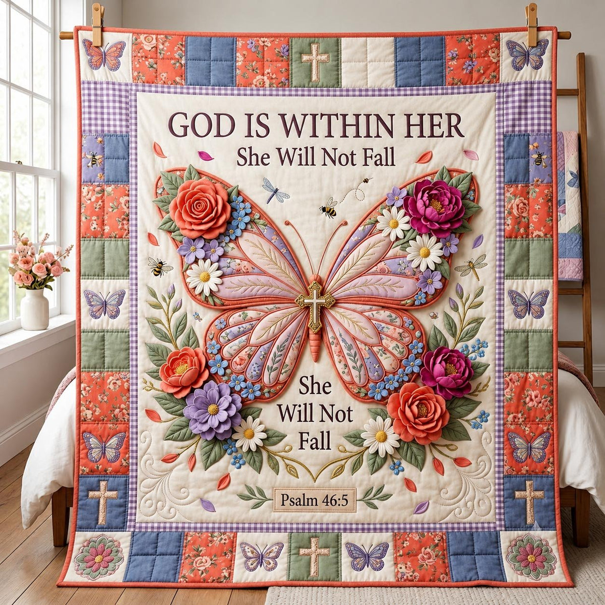 Blooming Faith Quilted Blanket printed blanket
