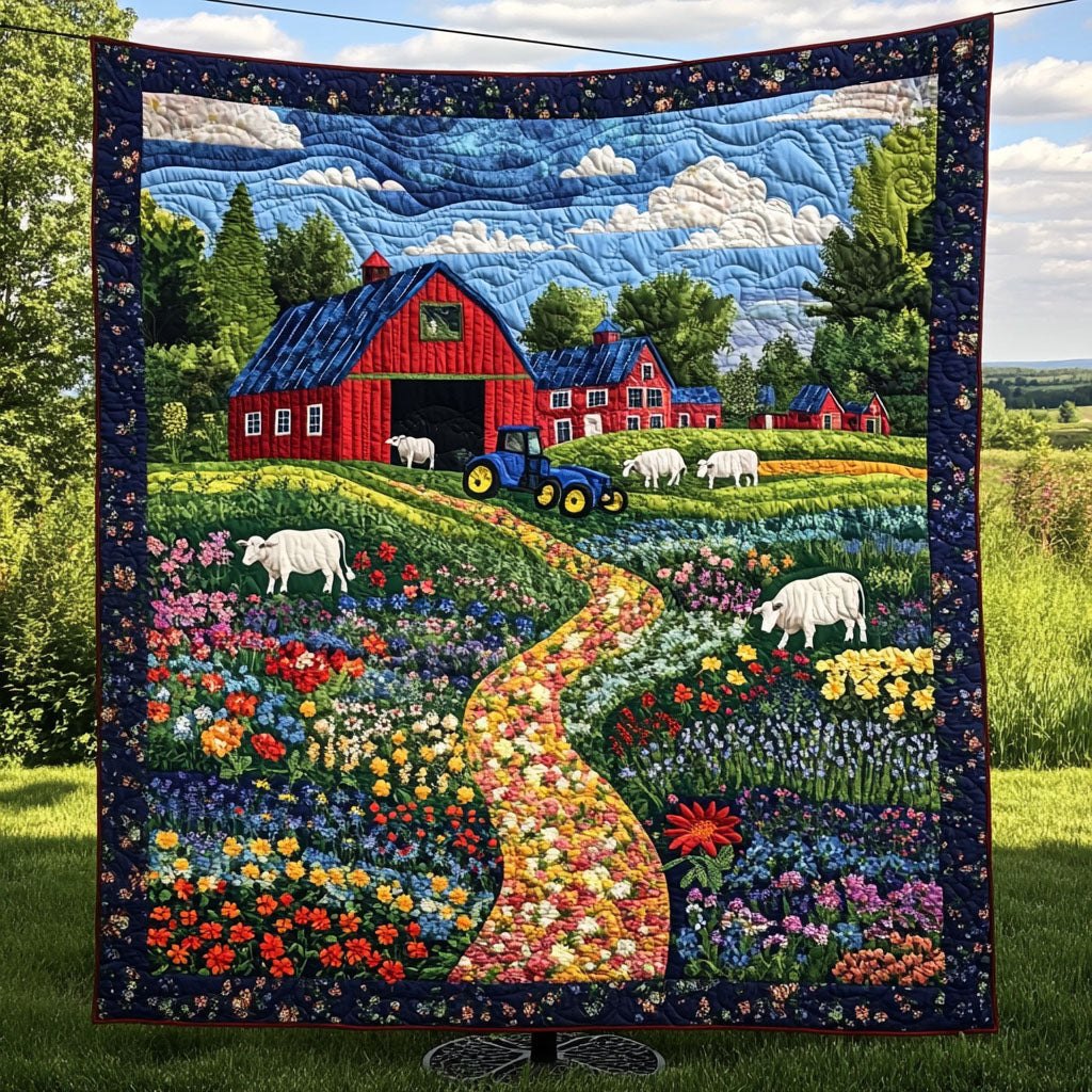 Blooming Farm Life Quilted Blanket printed blanket