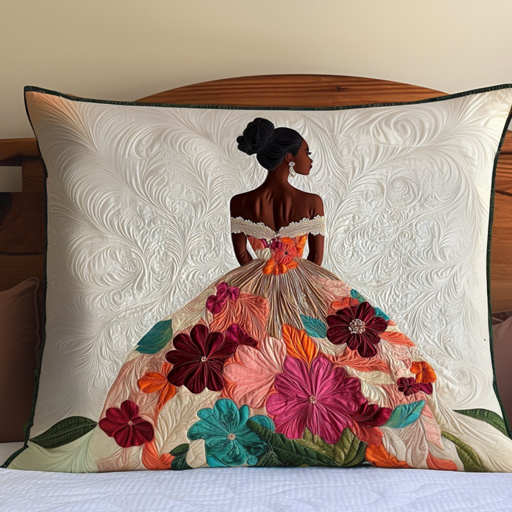 Blooming Grace Quilted Bedding Cushion Cover printed cushion cover