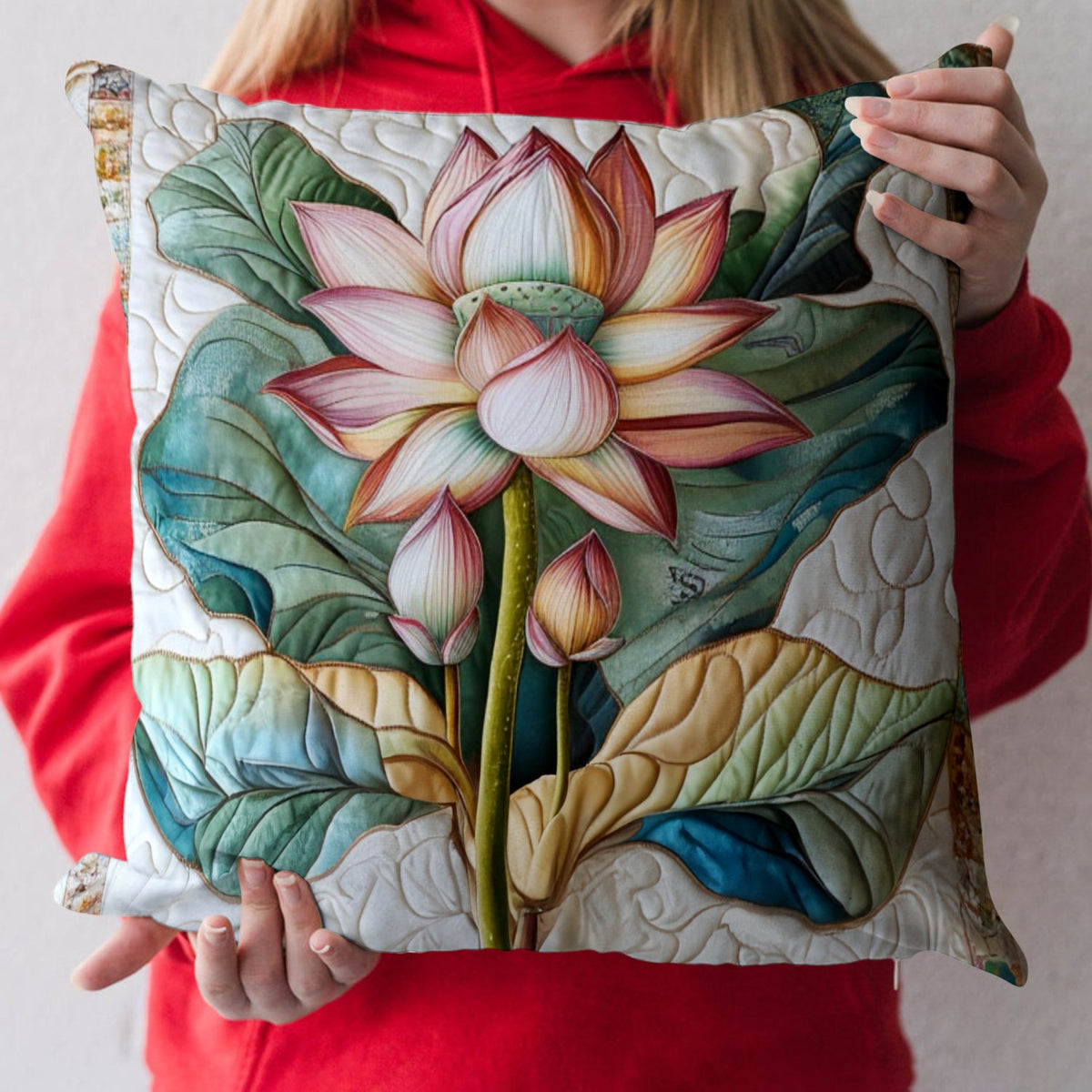 Blooming Grace Quilted Cushion Cover printed cushion cover