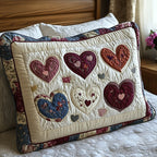 Blooming Hearts Quilted Bedding Cushion Cover printed cushion cover