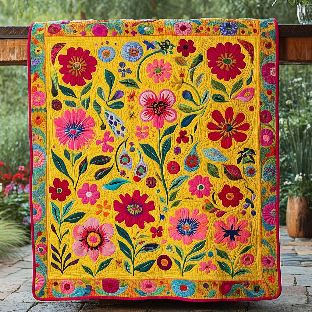 Blooming Joy Quilted Blanket printed blanket